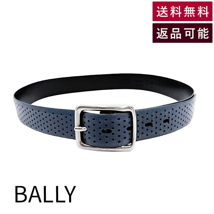 樂天商城 - 【中古】バリー BALLY パンチング レザーベルト ブルー ネイビー シルバー 送料無料 TIBEST 34/85 j0223tq0208 返品可 古着 中古 ブランド古着DB