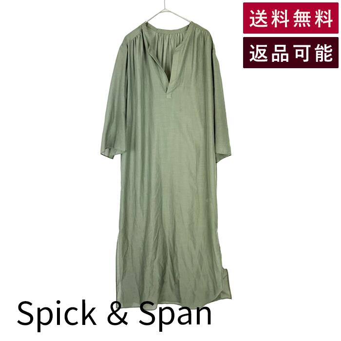 乐天商城 - 【中古】Spick & Span スピックアンドスパン ロングワンピース カーキ Vネック ゆったり 七分袖 送料無料 i1215i0114 返品可 古着 中古 ブランド古着DB