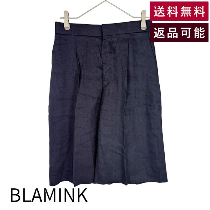 Rakuten - 【中古】BLAMINK ブラミンク リネン ハーフパンツ ネイビー 送料無料 i1222h00616 返品可 古着 中古 ブランド古着DB