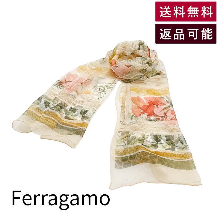 樂天商城 - 【中古】フェラガモ Salvatore Ferragamo フラワープリント シアーストール ベージュ ケース付き 送料無料 j0405oq04346 返品可 古着 中古 ブランド古着DB