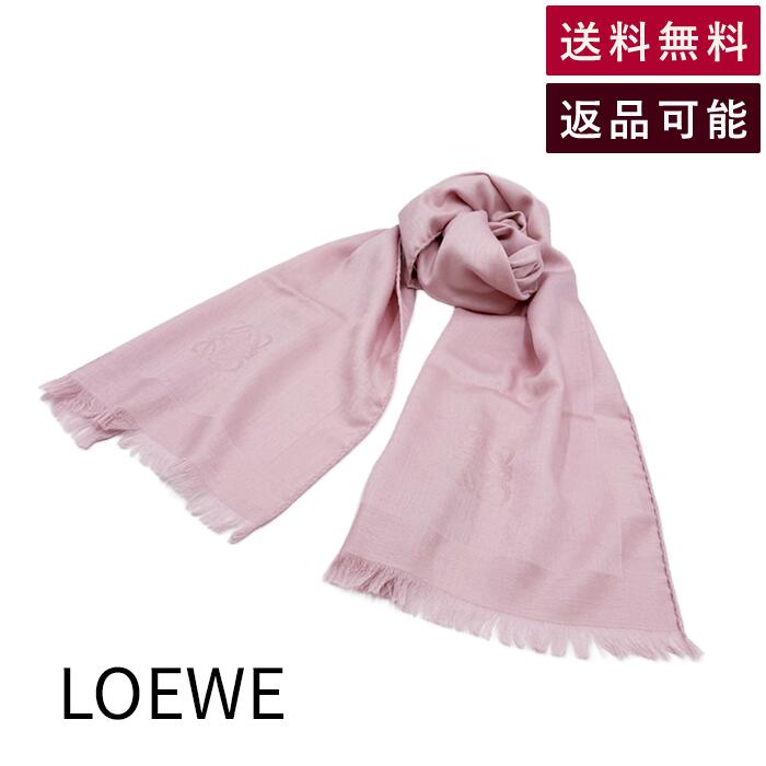 乐天商城 - 【中古】ロエベ LOEWE アナグラム ストール ピンク シルク混 フリンジ ロゴジャガード 箱付き 送料無料 j0405oq012138 返品可 古着 中古 ブランド古着DB