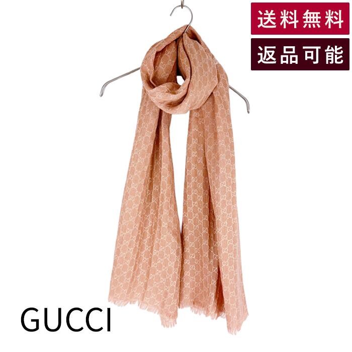 乐天商城 - 【中古】グッチ GUCCI GG柄 ストール ピンクベージュ フリンジ ショール 大判 マフラー ロゴ 総柄 送料無料 j0405oq040104 返品可 古着 中古 ブランド古着DB