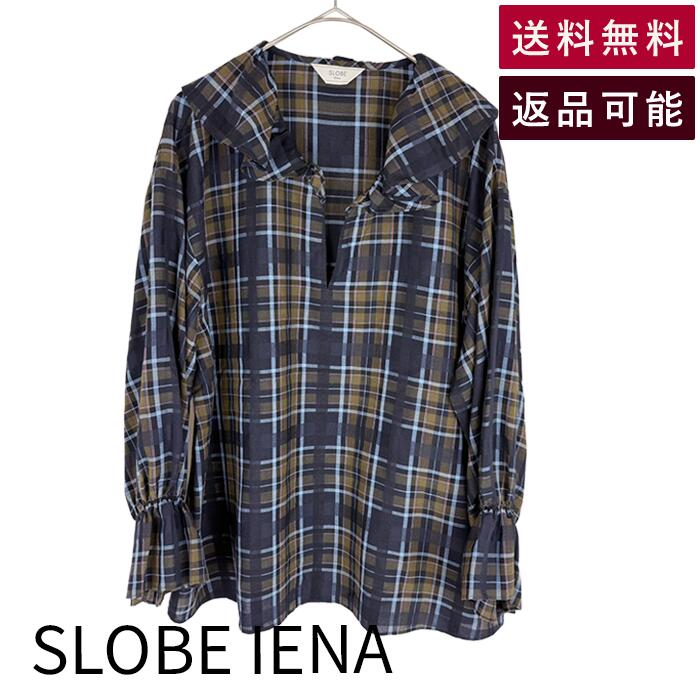 乐天商城 - 【中古】スローブイエナ SLOBE IENA ラッフルカラーチェックブラウス ネイビー 送料無料 18-051-912-2010-3-0 i1215i0074 返品可 古着 中古 ブランド古着DB