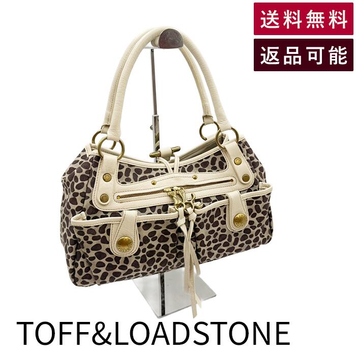 TOFF&LOADSTONE トフアンドロードストーン ハンドバッグ レオパード柄 アイボリー ゴールド金具 レディース 送料無料 j0312wq0247 返品可 古着 中古 ブランド古着DB