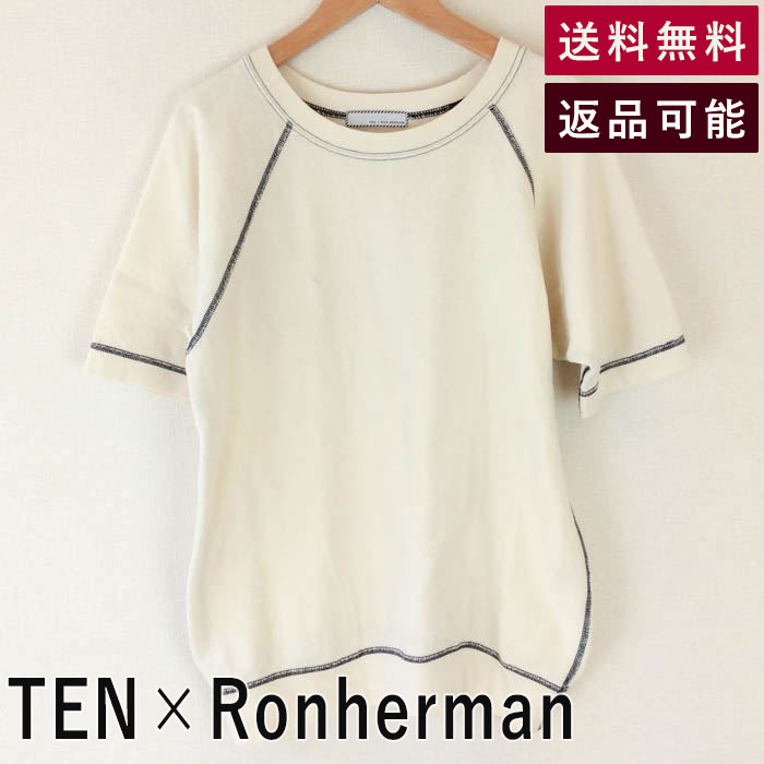 【中古】テン ロンハーマン TEN×Ronherman 半袖ニット ベージュ ラグラン ボートネック アイボリー 3110900661 3110900661 F0228H044-F0315 返品可 古着 中古 ブランド古着DB