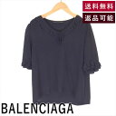 ＼3300円以上購入で30％OFF／【中古】バレンシアガ BALENCIAGA ブラウス 黒 フリル ブラック E1012I007-E1014 返品可 古着 中古 ブランド古着DB