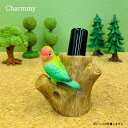 インコ 雑貨 グッズ 鳥 とり トリ マスコット 動物 置物 チャーミー リアルアニマルマスコット コザクラインコのマルチホルダー ハンコ立て ペン立て 誕生日...