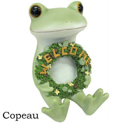 かえる コポー カエル 雑貨 コポーカエル カエル コポーシリーズ グッズ マスコット ガーデン お座り WELCOME リース ガーデニング 玄関 コポタロウ copeau 置き物 置物 小物 ガーデン ダイカイ 誕生日 プレゼント ギフト対応 ラッピング プチギフト