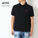 24SSモデルアミ アレクサンドル マテュッシ AMI Alexandre Mattiussi メンズ ハートA刺しゅう 鹿の子ポロシャツ【BLACK】BFUPL001.760 001/【2024SS】m-tops