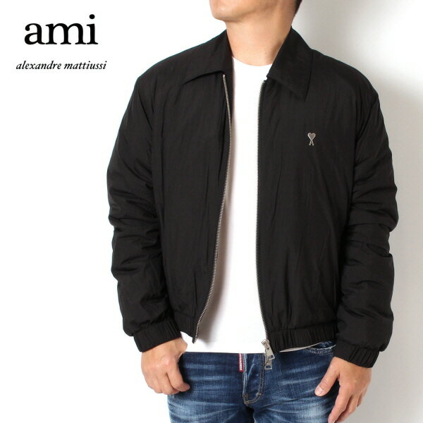 【スプリングセール】24AWモデルアミ アレクサンドル マテュッシ AMI Alexandre Mattiussi メンズ Ami de Coeur ジップジャケット【BLACK】HJK034.PA0009 001/【2024-25AW】m-outer