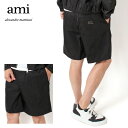 【ボーナスサマーセール開催中】25SSモデルアミ アレクサンドル マテュッシ AMI Alexandre Mattiussi ナイロン+コットン テクニカルツイル ショートパンツ【001 BLACK】HSO304.PA0007 001/【2025SS】m-bottoms