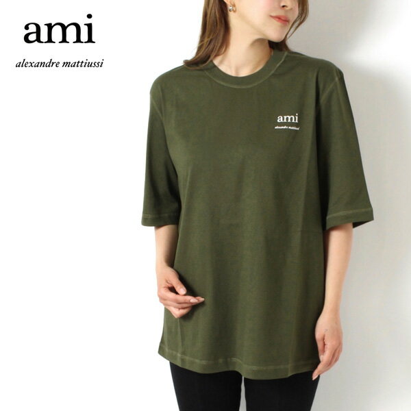 樂天商城 - 【ポイント祭】25SSモデルアミ アレクサンドル マテュッシ AMI Alexandre Mattiussi レディース ロゴプリント Tシャツ【376 LODEN】HTS048.JE0119 376/【2025SS】l-tops