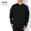 【ボーナスサマーセール開催中】24SSモデル アミ アレクサンドル マテュッシ AMI Alexandre Mattiussi メンズ ロゴ刺しゅう 化繊混コットンウール セーター【BLACK】UKS046.KN0042 001 BLACK/【2024SS】m-tops