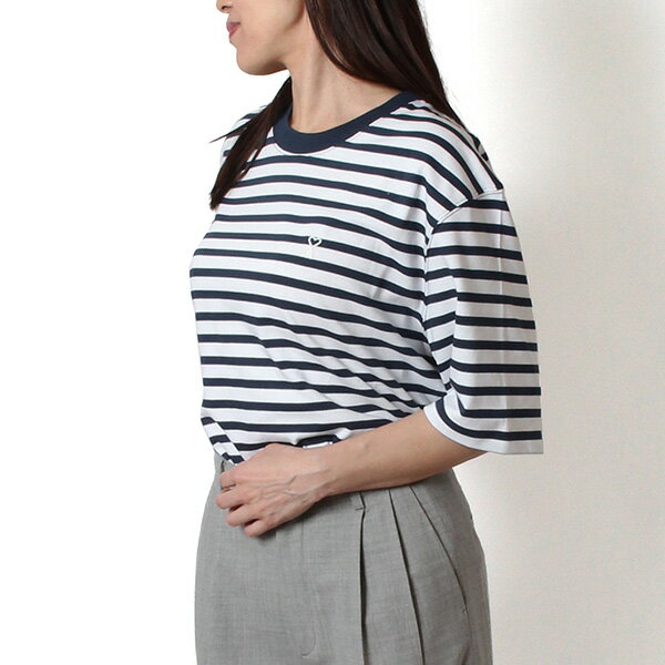 樂天商城 - 【ポイント祭】26SSモデルアミ アレクサンドル マテュッシ AMI Alexandre Mattiussi レディース AMI DE COEUR マリンボーダーTシャツ【A044 NAVY WHITE】UTS374.JE0210 A044/【2026SS】l-tops