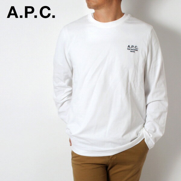 24春夏モデルアーペーセー A.P.C. ユニセックス OLIVER ロゴ刺しゅう 長袖TシャツH26177 COEZC AAB WHITE/m-tops