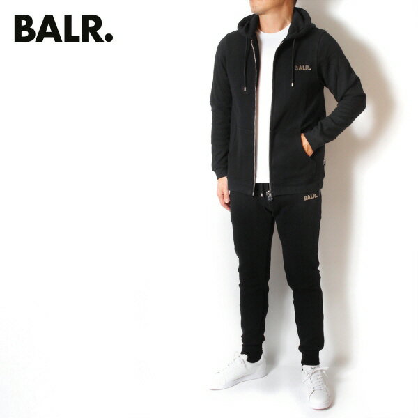 【訳ありB品】ボーラー BALR. Q-SERIES パーカースウェットパンツ上下 セットアップ【Black】B1267.1001+B1411.1004 BLK/【2023-24AW】m-tops