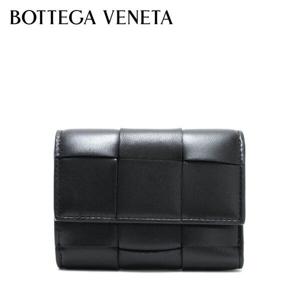 ボッテガ・ヴェネタ 三つ折り財布 レディース ボッテガ・ヴェネタ BOTTEGA VENETA イントレチャート スナップボタン三つ折り財布【ブラック】750245 VCQC1 8425/【2023-24AW】l-wallet