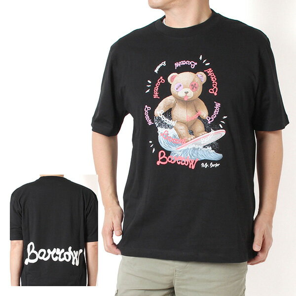 樂天商城 - 【ポイント祭】26SSモデルバロウ バロー BARROW ユニセックス サーフベア SURF BEAR Tシャツ【110 BLACK】S6BWUATH078 110/【2026SS】m-tops