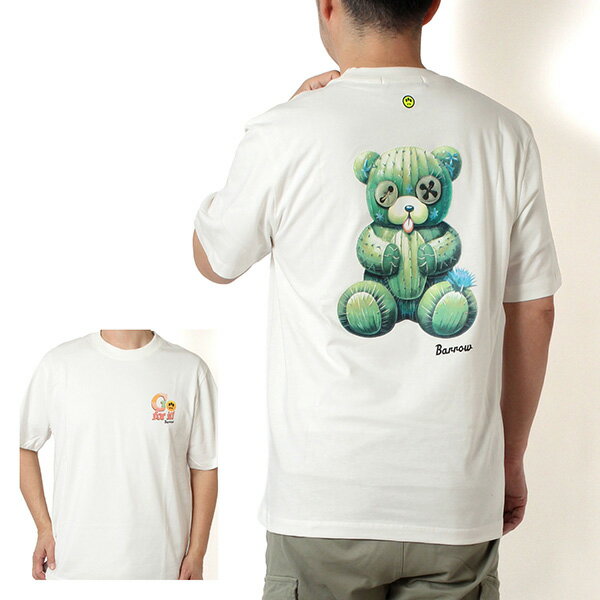 樂天商城 - 【ポイント祭】26SSモデルバロウ バロー BARROW ユニセックス グラフィック ベアバックプリント Tシャツ【412 COCONUT】S6BWUATH079 412/【2026SS】m-tops