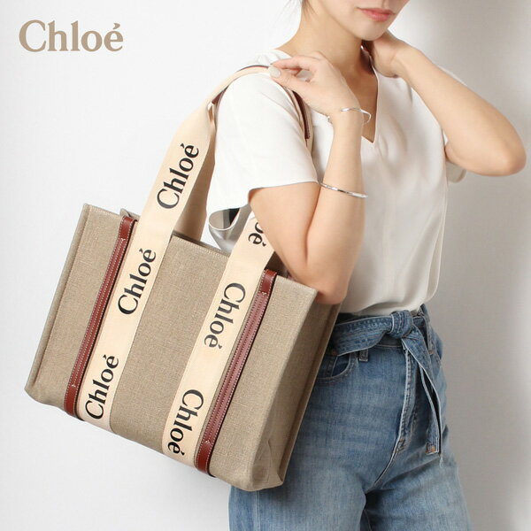 クロエ バッグ 24春夏新作クロエ Chloe WOODY ミディアム トートバッグ【90U WHITE BROWN】CHC22AS383I26 90U/【2024SS】l-bag