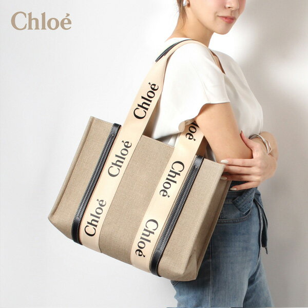 24春夏新作クロエ Chloe WOODY ミディアム トートバッグ【91J WHITE BLUE】CHC22AS383I26 91J/【2024SS】l-bag