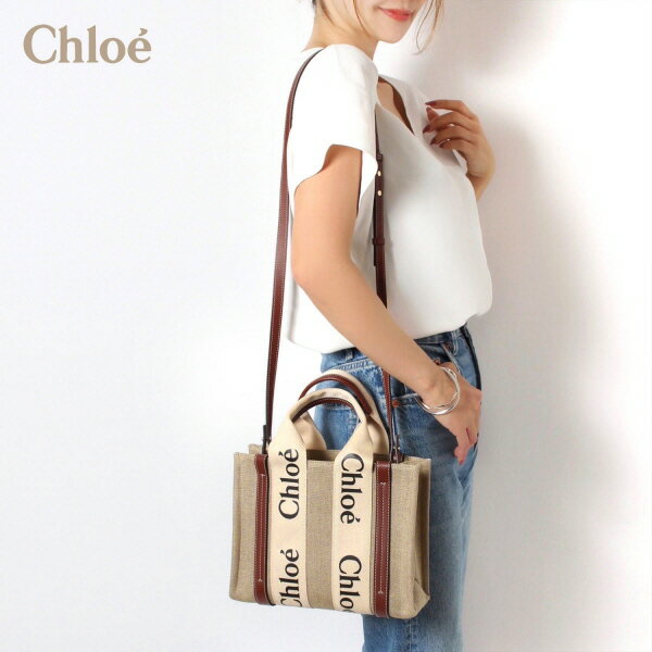 クロエ 夏バッグ レディース 24SSモデルクロエ Chloe WOODY スモール トートバッグ【90U WHITE BROWN】CHC22AS397I26 90U/【2024SS】l-bag