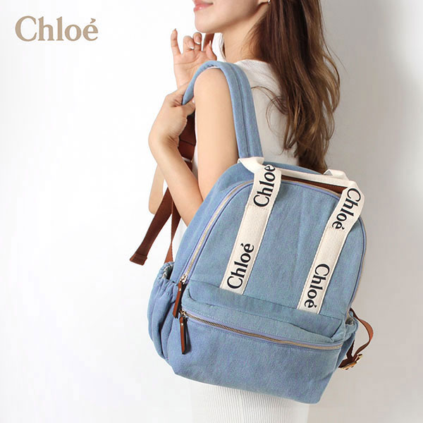 24SSモデルクロエ Chloe コットンデニム リュック バックパック【DENIM BLUE】C20044 DENIM BLUE/【2024SS】l-bag