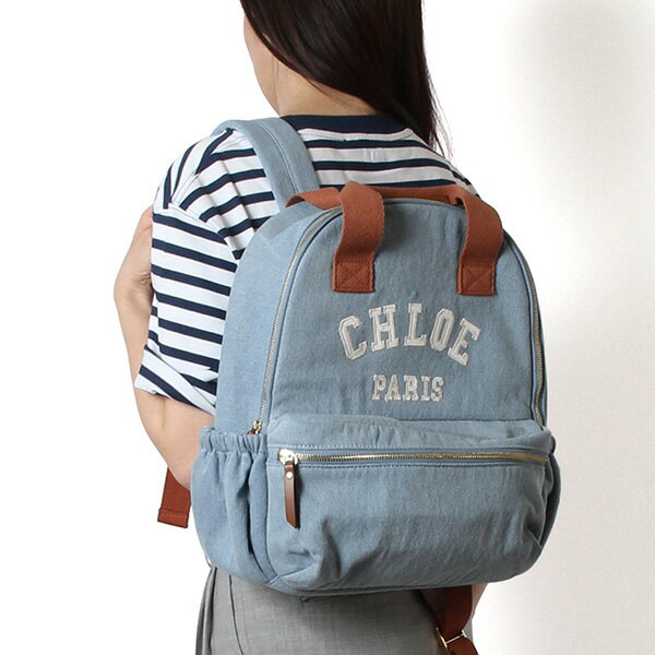 樂天商城 - 【ポイント祭】26SSモデルクロエ Chloe クロエキッズ Chloe Kids デニム バックパック【Z10 DENIM BLUE】C20867 Z10/【2026SS】l-bag