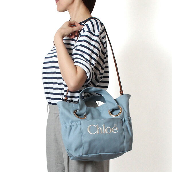 樂天商城 - 【ポイント祭】26SSモデルクロエ Chloe クロエキッズ Chloe Kids コットンキャンバス トートバッグ 【821 BLUE】C20872 821/【2026SS】l-bag