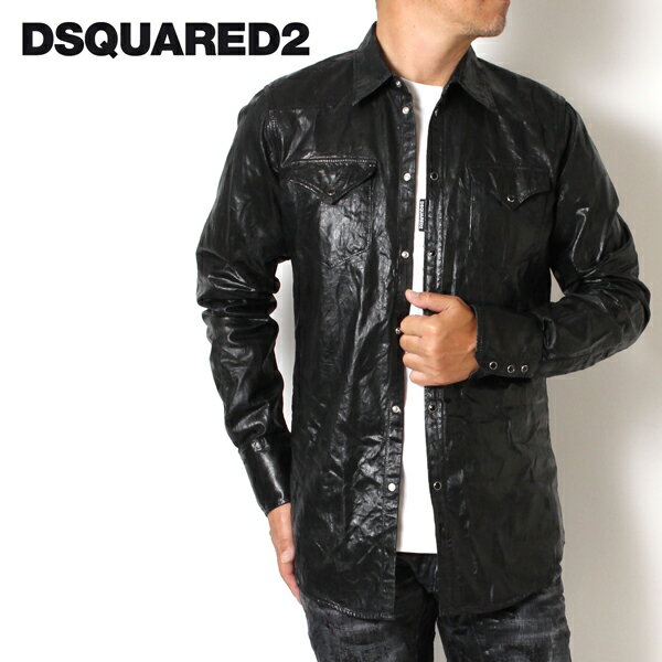 ディースクエアード DSQUARED2 コーティング ウエスタンシャツ【ブラック】DM0755 S30826 900/【2023-24AW】m-tops