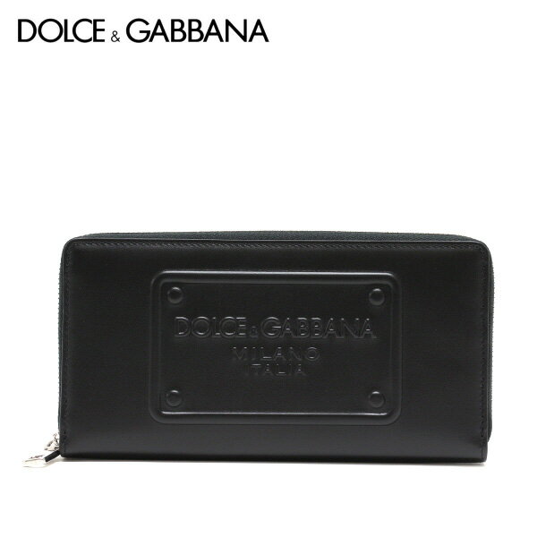 ドルチェ&ガッバーナ DOLCE&GABBANA エンボスロゴ ラウンドファスナー長財布【ブラック】BP1672 AG218 80999/【2023-24AW】m-wallet