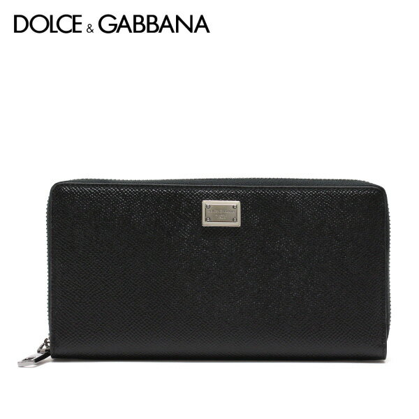 Ｄ＆Ｇ 長財布（メンズ） ドルチェ&ガッバーナ DOLCE&GABBANA ロゴプレート ラウンドファスナー長財布【ブラック】BP1672 AG219 80999/【2023-24AW】m-wallet