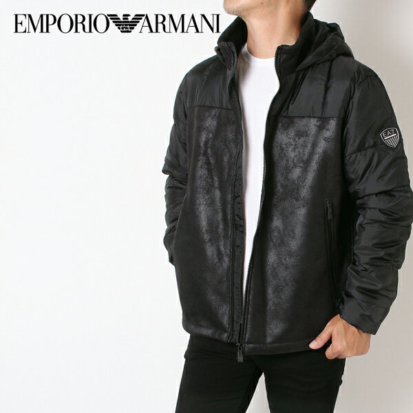 エンポリオアルマーニ EMPORIO ARMANI EA7 フェイクレザー 中綿+ボア ジャケット【ブラック】6RPBA5 PN54Z 1200/【2023-24AW】m-outer