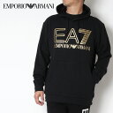 エンポリオアルマーニ EMPORIO ARMANI EA7 ロゴ+マイクロロゴ プルオーバーパーカー【ブラック+ゴールドロゴ】6RPM09 PJSHZ 0208/【2023-24AW】m-tops