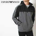 エンポリオアルマーニ EMPORIO ARMANI EA7 切替カラー ハーフジップパーカー【アイアンゲート(チャコール)】6RPM30 PJ07Z 1977/【2023-24AW】m-tops