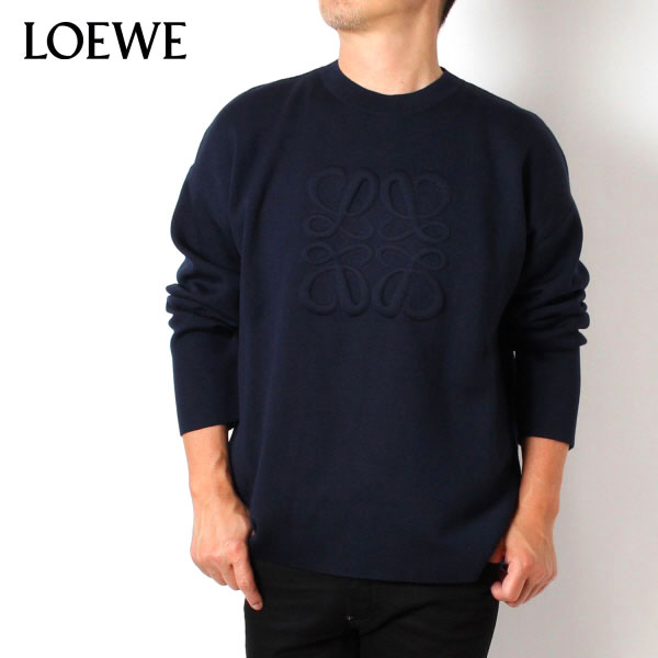 24SSモデルロエベ LOEWE メンズ ANAGRAM SWEATER アナグラム セーター【NAVY BLUE】H526Y14KEE 5110/【2024SS】m-tops