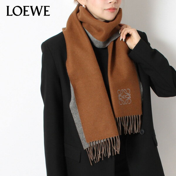 24SSモデルロエベ LOEWE レディース ANAGRAM SCARF アナグラムバイカラー スカーフマフラー【BROWN/GREY】F810250X01 3116/【2024SS】goods