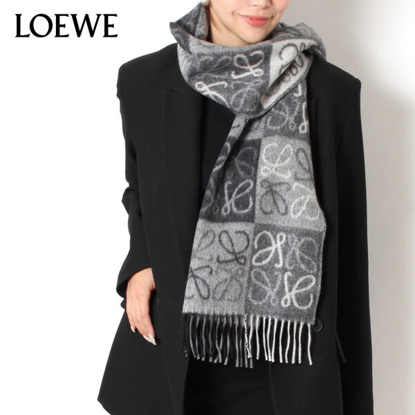 SALE LOEWE マフラー ロエベ チェッカーボード カシミヤ ウール ロエベ