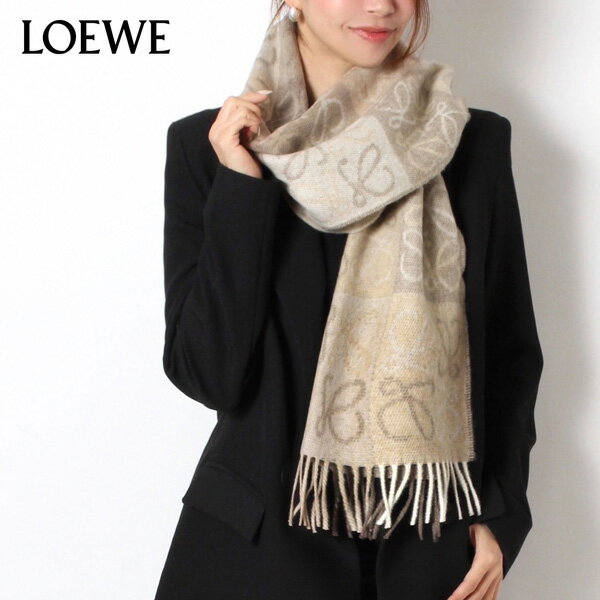 24SSモデルロエベ LOEWE レディース ANAGRAM SCARF アナグラムチェッカーボード スカーフマフラー【WHITE/BEIGE】F810487X17 2112/【2024SS】goods