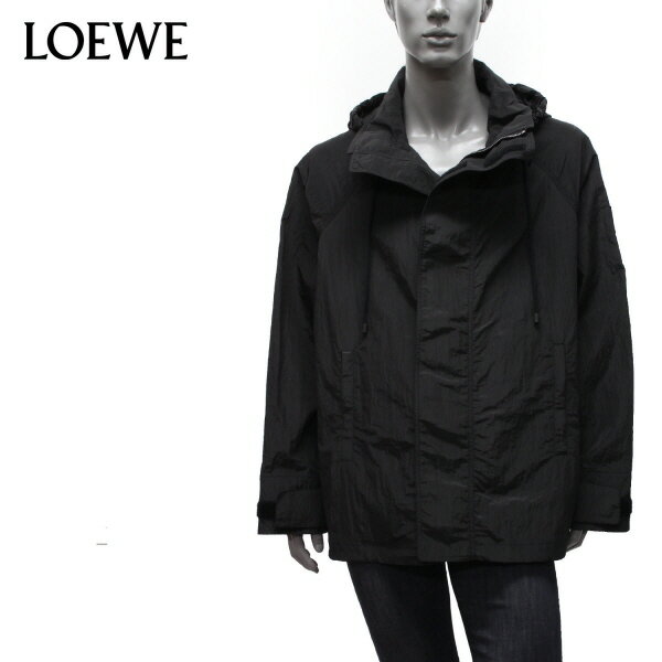 ロエベ LOEWE HOODED TEXTURED NYLON PARKA フーデッド テクスチャーナイロン 【ブラック】H526Y02W23 1100 BLACK/【2022-23AW】m-outer