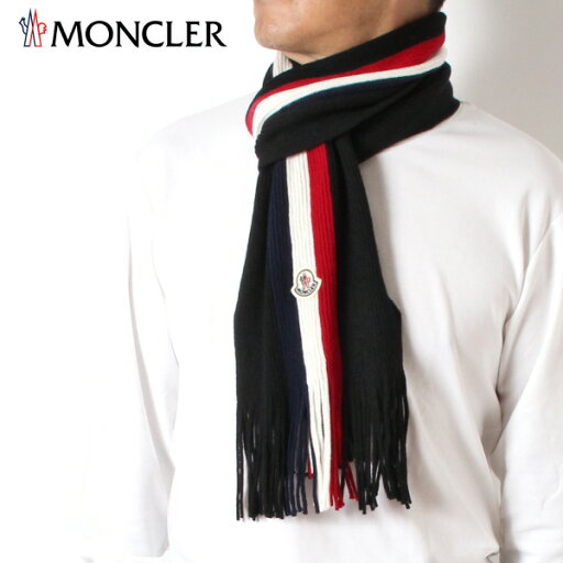 【父の日セール】24AWモデルモンクレール MONCLER メンズ トリコロール ウールマフラー 【ブラック】3C00019 A9575 999/【2024-25AW】goods 【父の日セール】24AWモデルモンクレール MONCLER メンズ トリコロール ウールマフラー 【ブラック】3C00019 A9575 999/【2024-25AW】goods