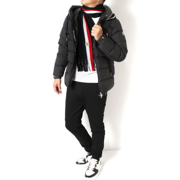 【父の日セール】24AWモデルモンクレール MONCLER メンズ トリコロール ウールマフラー 【ブラック】3C00019 A9575 999/【2024-25AW】goods