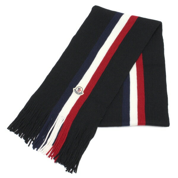 【父の日セール】24AWモデルモンクレール MONCLER メンズ トリコロール ウールマフラー 【ブラック】3C00019 A9575 999/【2024-25AW】goods