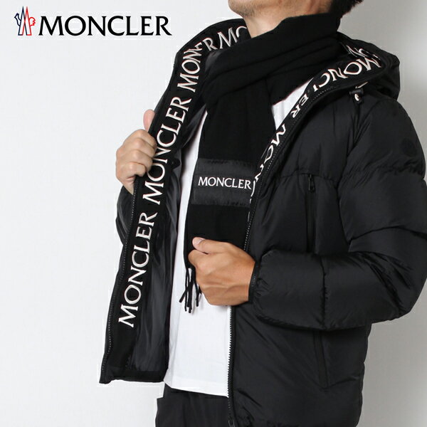 モンクレール 小物 メンズ モンクレール MONCLER 中綿ロゴチケット ウールマフラー【ブラック】3C00019 A0152 999/【2023-24AW】goods