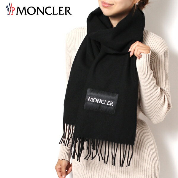 モンクレール マフラー モンクレール MONCLER レディース 中綿ロゴチケット ウールマフラー【ブラック】3C00019 A0152 999/【2023-24AW】goods