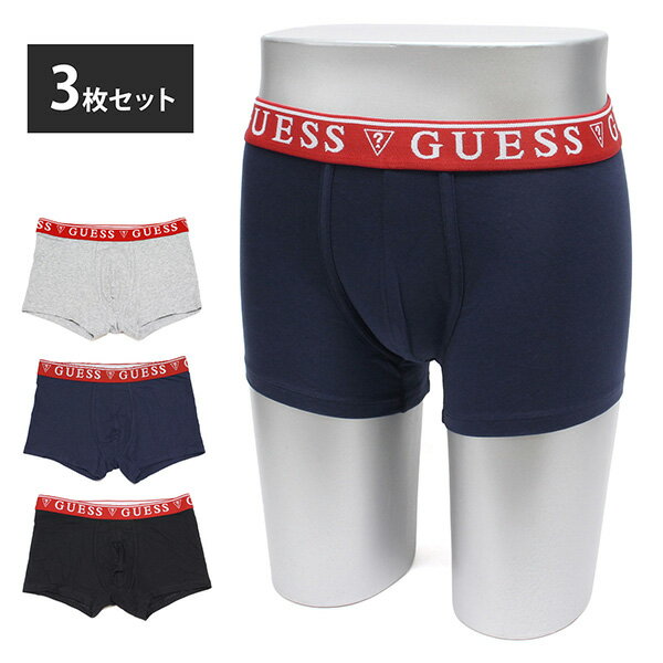 Rakuten - ゲス GUESSメンズ ボクサーパンツ アンダーウェア 3枚セット 3P【ネイビー×グレー×ブラック】U97G01 HE90/m-inner