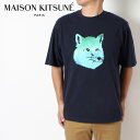 メゾン キツネ MAISON KITSUNE バイブラント フォックスヘッド イージー TシャツKM00118KJ0008 NAVY/m-tops