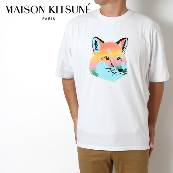 【スプリングセール】メゾン キツネ MAISON KITSUNE バイブラント フォックスヘッド イージーTシャツ【WHITE】KM00118KJ0008 WHITE/【2023SS】m-tops