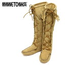 【父の日セール】ミネトンカ Minnetonka フリンジ レースアップ カーフブーツ【ベージュ】1321 TAN/l-shoes(4)