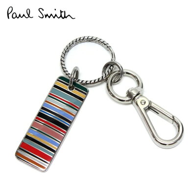 【大特価 スペシャルプライス】ポールスミス Paul Smith STRIPE TAG マルチカラーキーリング【シルバー×マルチ】M1A-KEYR ASTAG 92/goods